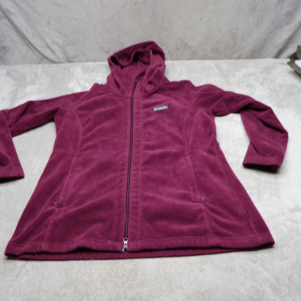 Columbia Jacket Women XL Purple Benton Spring II Long Fleece Full Zip Hooded